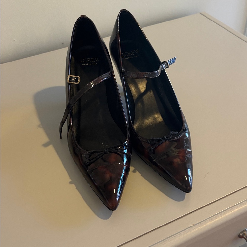 J. Crew Colette Tortoiseshell Patent Leather Mary Jane Heels